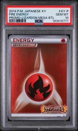 2014 POKEMON JAPANESE XY PROMO LIZARDON MEGA BATTLE #XY-P FIRE ENERGY PSA 10 - Image 1