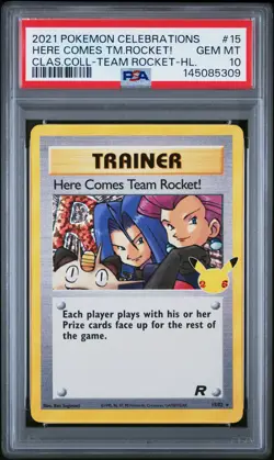 2021 POKEMON CELEBRATIONS CLASSIC COLL #15 HERE COMES TEAM ROCKET!-HOLO PSA 10 - Image 1
