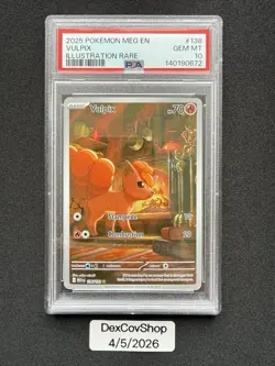 PSA 10 Vulpix 138/132 Meg En Mega Evolution Illustration Rare POKEMON - Image 1
