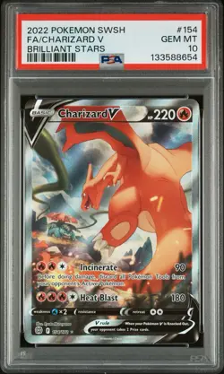 2022 Pokemon SWSH Brilliant Stars #154 FA/Charizard V PSA 10 GEM 2022 - Image 1