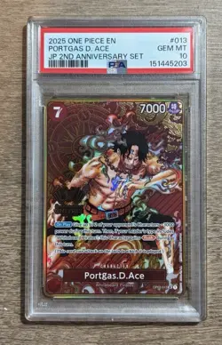 Portgas.D.Ace (One Piece Japanese Version 2nd Anniversary Set) OP02-013 PSA 10 - Image 1