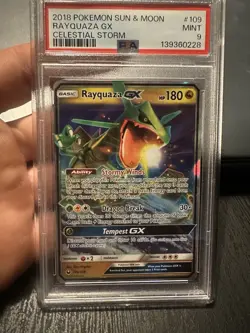 2018 Pokemon Sun & Moon Celestial Storm #109 Rayquaza GX PSA 9 MINT - Image 1