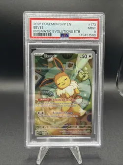 Pokemon Eevee 2025 Prismatic Evolutions ETB Promo #173 PSA 9 - Image 1