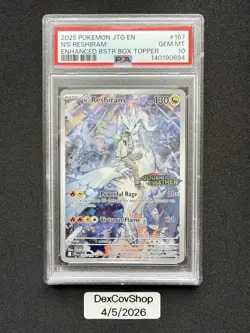 POKEMON TCG JTG EN-JOURNEY TOGETHER #167 N'S RESHIRAM PSA 10 - STAMPED - Image 1