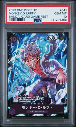 2023 ONE PIECE JPN PROMOS BANDAI CARD GAME FEST #041 MONKEY D. LUFFY PSA 10 - Image 1