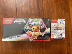 New Pokemon Prismatic Evolutions Surprise Box and Sticker Sealed Booster Bundle - Image 1