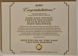 2025 Pieces of the Past Villains #496 Nelson, Floyd, Schultz, Dillinger Relic - Image 2