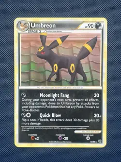 Umbreon 10/90 HGSS Pokemon card Undaunted Regular Rare Card - LP - Image 1