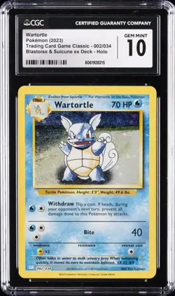 2023 POKEMON TRADING CARD GAME CLASSIC #002 WARTORTLE CGC 10 GEM MINT - Image 1