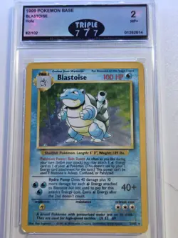 1999 Pokemon Game Blastoise Holo 2/102 • Base Set Triple7Cards 2 HP+ Graded - Image 1
