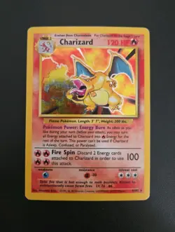 Charizard 4/102 Base Set Unlimited Holo MP Pokemon Card WOTC Vintage - Image 1