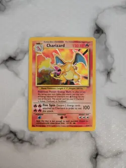 Charizard 4/102 Base Set Unlimited Holo MP Pokemon Card WOTC Vintage - Image 2