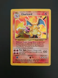 Charizard 4/102 Base Set Unlimited Holo MP Pokemon Card WOTC Vintage - Image 3