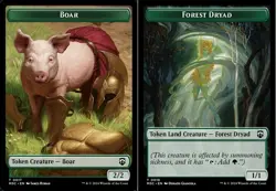 Mint/Near-Mint, English - 4 x MTG Boar (0017) // Forest Dryad (0019) Double-side - Image 1