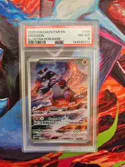 Groudon Pokemon TCG SV04 Paradox Rift 199/182 Illustration Rare Holo PSA 8 2023 - Image 1