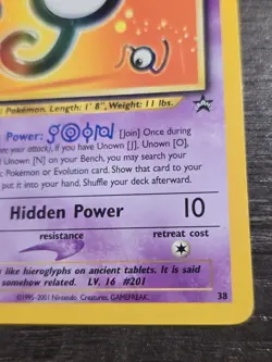 Unknown J 38/52 Black Star Promo 2001 Rare Pokemon TCG Vintage - Image 3