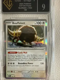 Pokemon TCG - Bouffalant SVP136 Stellar Crown Stamped. Promo. UGC Grade 9 Mint - Image 1