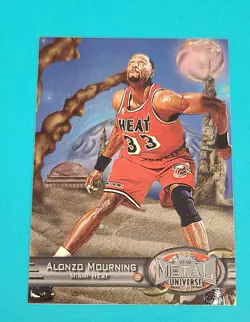 1997-98 Metal Universe #7 Alonzo Mourning Miami Heat BASKETBALL Card 8B - Image 1
