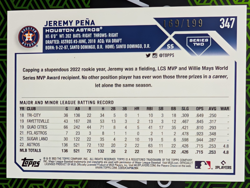 Jeremy Pena 2023 Topps Series 2 Gold Cup Card #347 Red Foil 169/199 Astros - Image 2