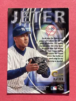 1998 SKYBOX THUNDER #9B DEREK JETER BOSS '98 INSERT NEW YORK YANKEES HOF Ex - Image 3
