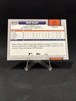 Nolan McLean Rookie 2026 Topps Series 1 #214 Sand Glitter Foil New York Mets RC - Image 2