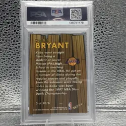 1997 Skybox Z Force Kobe Bryant Boss #3 ￼(Black Mamba Rocks On) PSA 8 Buy Now - Image 2