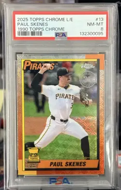 2025 Topps Chrome 35th Logo Fractor Paul Skenes PSA 8 - POP 2 - 5 HIGHER PIRATES - Image 1