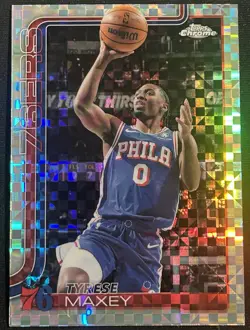 2025-26 Topps Chrome - X-Fractor #185 76ers - TYRESE MAXEY - Image 1
