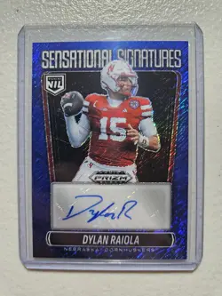2025 Panini Prizm Black Football Dylan Raiola Blue Shimmer FOTL /15 Auto - Image 1