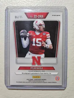 2025 Panini Prizm Black Football Dylan Raiola Blue Shimmer FOTL /15 Auto - Image 2