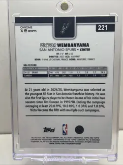 Wembanyama Lot (6 Cards) RC, 2 Topps Chrome, Optic, MVP 🏆 - Image 3