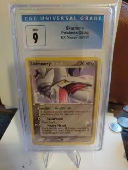 CGC 9.5 MINT+ Pokemon Skarmory 26/107 EX Deoxys Card 2005 (Scatch On The Front) - Image 1
