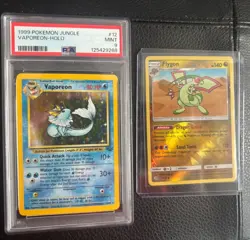Pokemon 1999 Jungle 2 Card Set Vaporeon #12 Holo PSA 9 🔥 NM & Flygon Rev Holo - Image 1