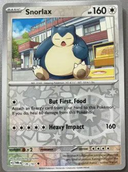 Snorlax [Reverse Holo] #136 - Pokemon Twilight Masquerade - Near Mint Condition - Image 1