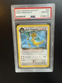 2000 POKEMON TEAM ROCKET #22/82 DARK DRAGONITE NON HOLO PSA 10 GEM MINT - Image 1