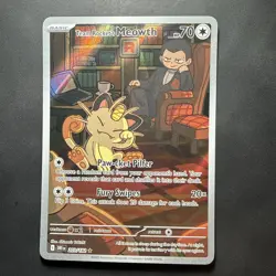 Pokemon Team Rocket's Meowth Holo Illustration Rare Sv10 Destined Rivals 203/182 - Image 1