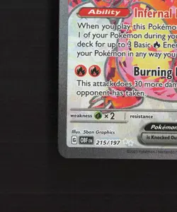 Charizard ex 215/197 Obsidian Flames Full Art Ultra Rare Holo Pokemon Card NM - Image 5