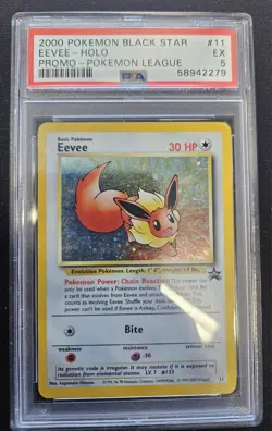 2000 POKEMON BLACK STAR PROMO EEVEE HOLO POKEMON LEAGUE #11 PSA 5 - Image 1