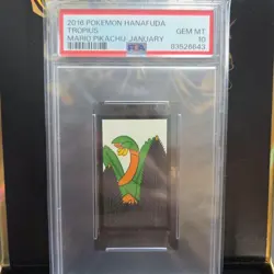 PSA 10 2016 Pokemon Hanafuda Mario Pikachu January TROPIUS - Image 1