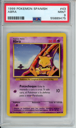 1999 POKEMON BASE SET UNLIMITED #43 ABRA PSA 9 SPANISH - Image 1