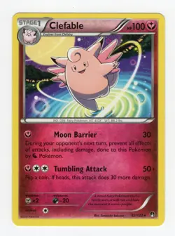 2016 Pokemon Clefable #82/122 Base & Reverse Holo Galaxy Art Fairy LP - Image 4
