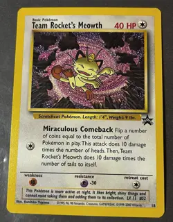 Pokemon TCG Team Rocket's Meowth Wotc Promo 18/53 Basic 40 HP Regular English - Image 1