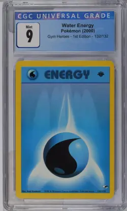 MINT Pokemon: Water Energy 1st Edition #132/132 Gym Heroes - CGC 9 - Image 1
