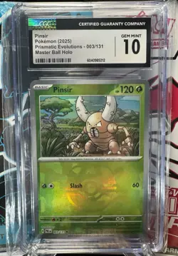 Pinsir 003/131 Master Ball Holo CGC 10 Prismatic Evolutions Pokemon TCG - Image 1