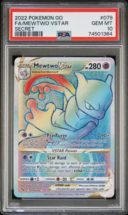 Mewtwo VSTAR 079/078 PSA 10 Pokemon Go PSA 10 Gem Mint Rainbow Full Art - Image 1