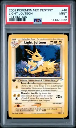 2002 POKEMON NEO DESTINY 1ST EDITION #48 LIGHT JOLTEON PSA 9 - Image 1