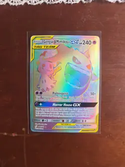 Pokemon Gengar & Mimikyu GX Rainbow Secret Rare 186/181 Team Up NM - Image 1