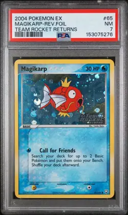 2004 Pokemon EX Team Rocket Returns Magikarp Reverse Holo Foil 65/109 PSA 7 NM - Image 1
