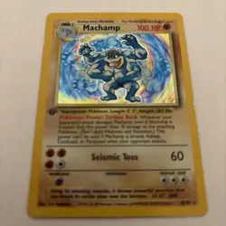 Pokemon Card Machamp 1st Edition Holo Base Set 8/102 WOTC 1999 Vintage Rare LP - Image 2