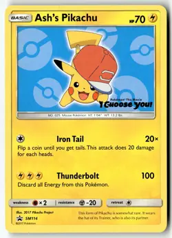 Pokemon Card Ash's Pikachu - LP SM Promos Promo SM114 - Image 1